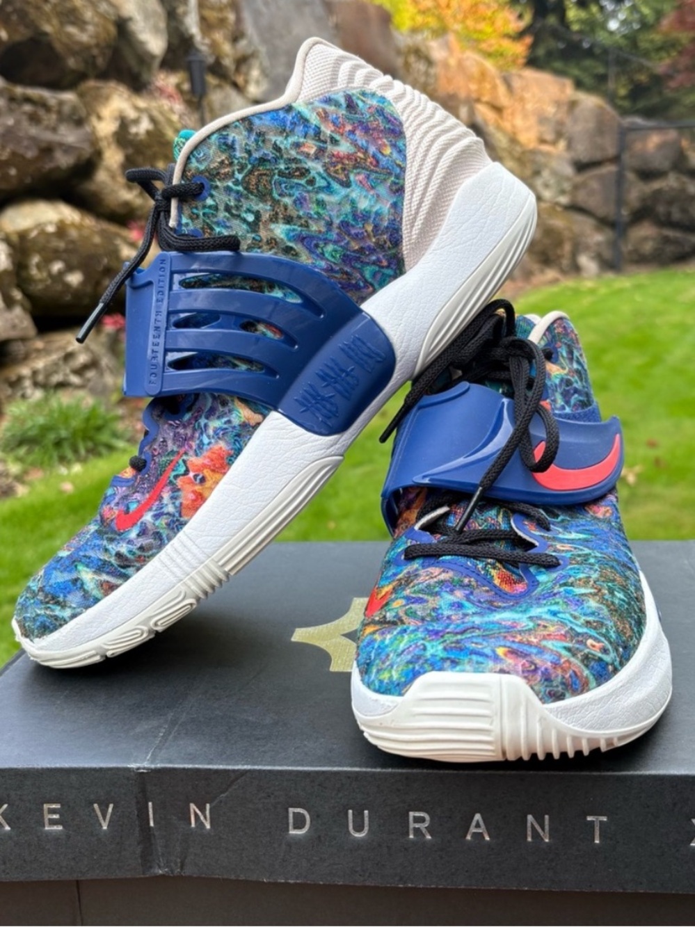 NIKE KD 14 Psychedelic Colorful Basketball Shoes Black Laces Men’s Size 11